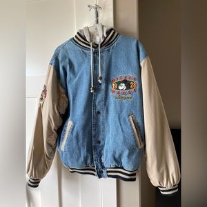 Vintage Disney - Mickey Mouse Embroidered Varsity Denim Jacket